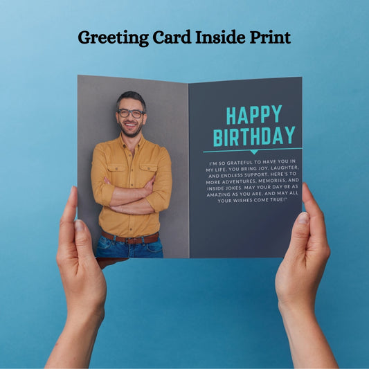 Photo Birthday Greeting Card with Inside Custom Text