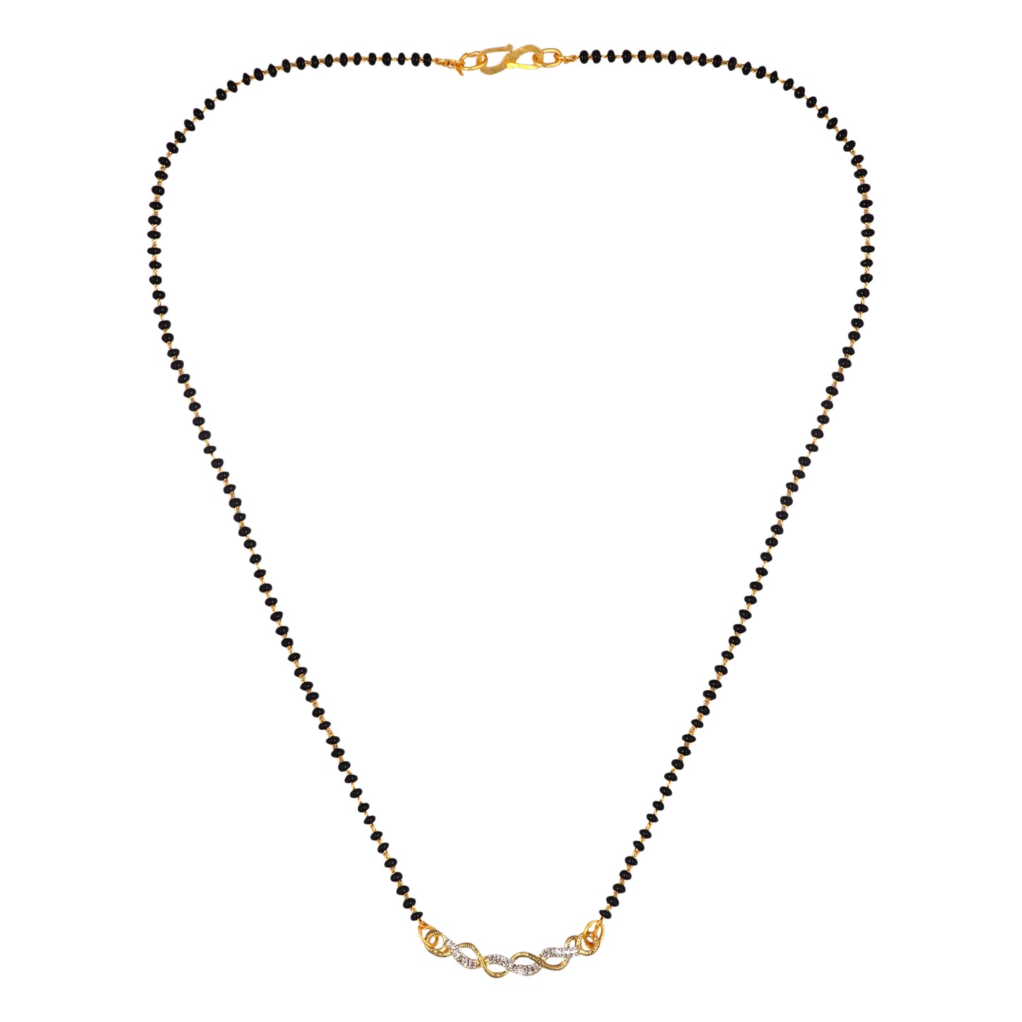 Gold Plated AD Mangalsutra with Black Beads