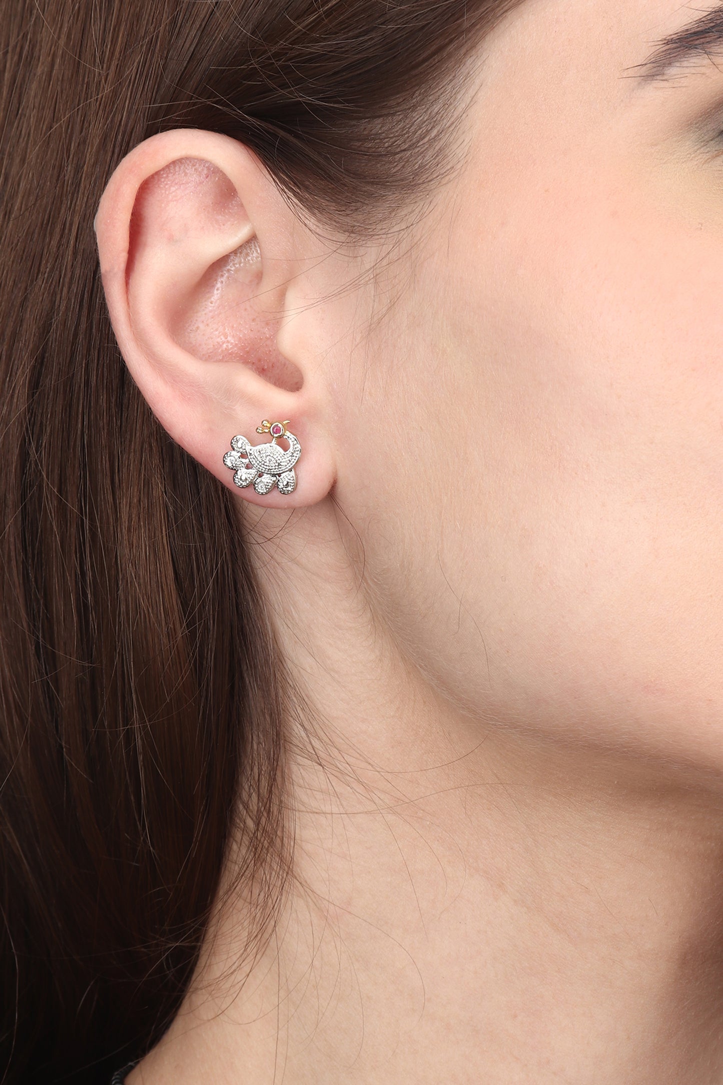 Gold Plated AD Mangalsutra Pendant and Earrings Set with Black Beads Chain