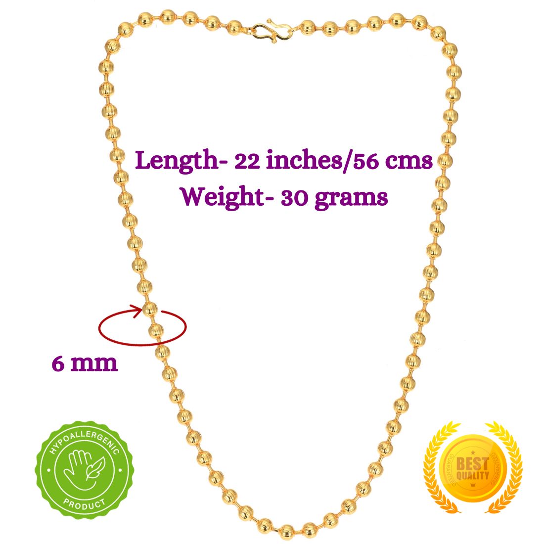Combo of 2 Gold Plated Chains 22inch Long