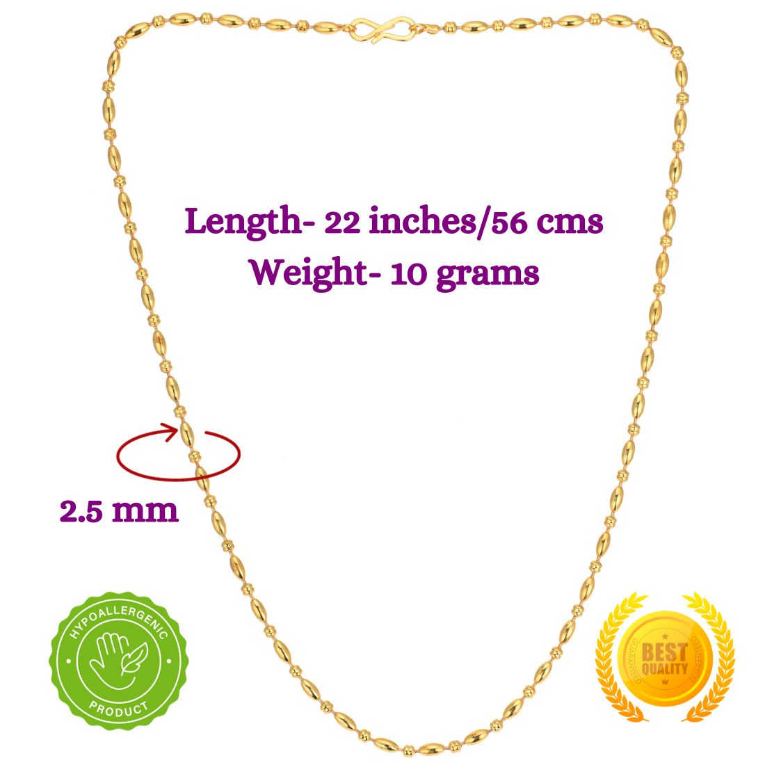 Combo of 2 Gold Plated Chains 22inch Long