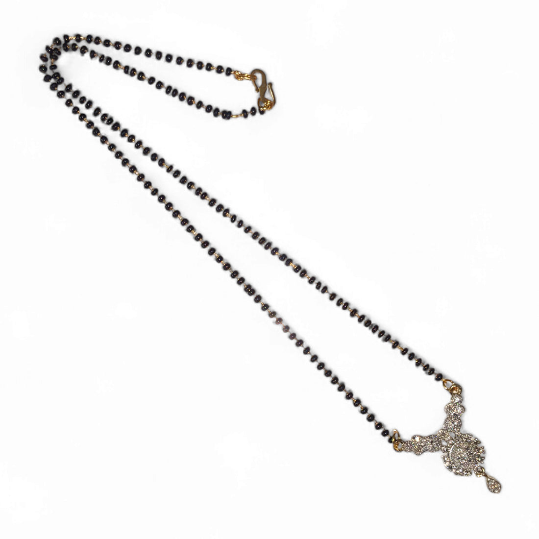 Gold Plated AD Mangalsutra with Black Beads