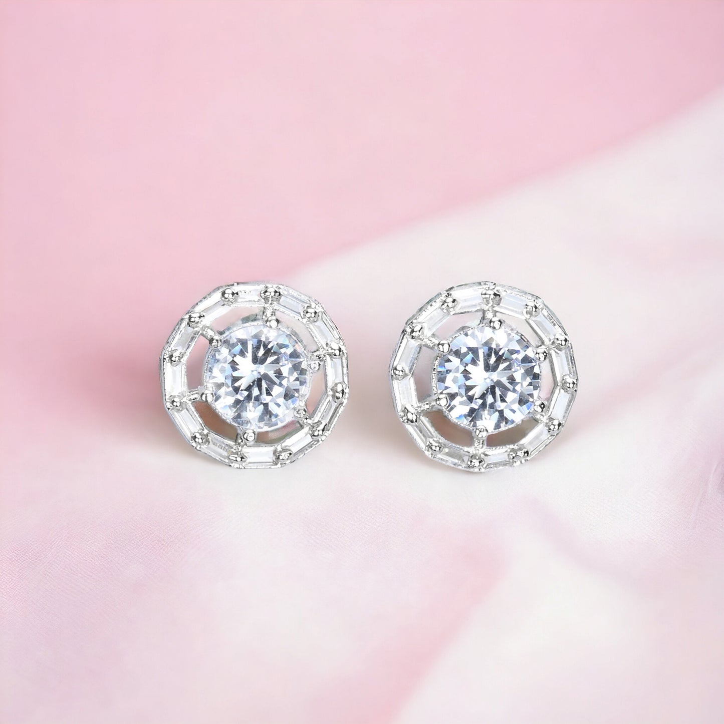 Silver Plated AD Earrings Set