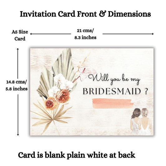 Bridesmaid Proposal Invitation Cards 5.8x8.3inch | Wedding Invite