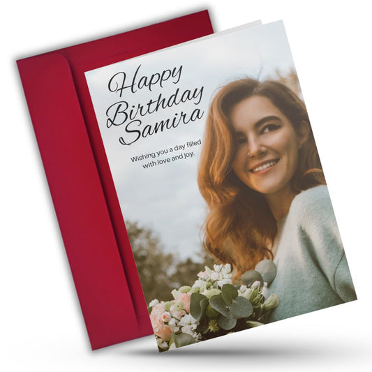 Photo Birthday Greeting Card with Inside Custom Text