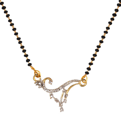 Gold Plated AD Mangalsutra with Black Beads