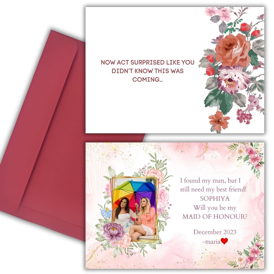 Custom Bridesmaid Proposal Invitation Cards 5.8x8.3inch with Photo | Wedding Invite