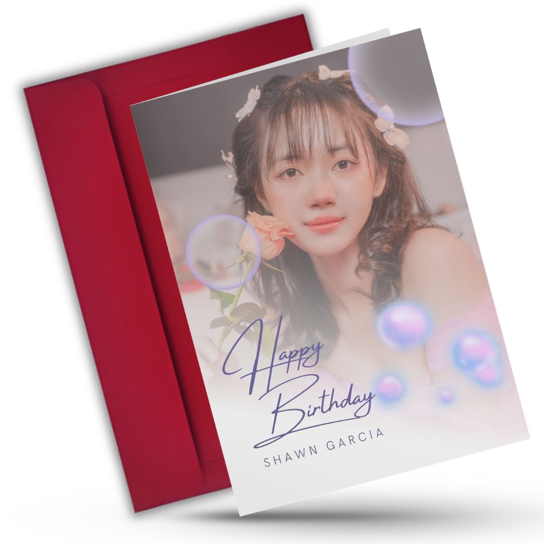 Photo Birthday Greeting Card with Inside Custom Text