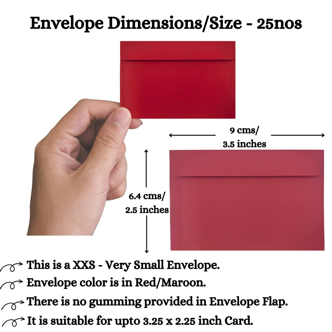 2.5x3.5inch Premium Red Mini Envelopes