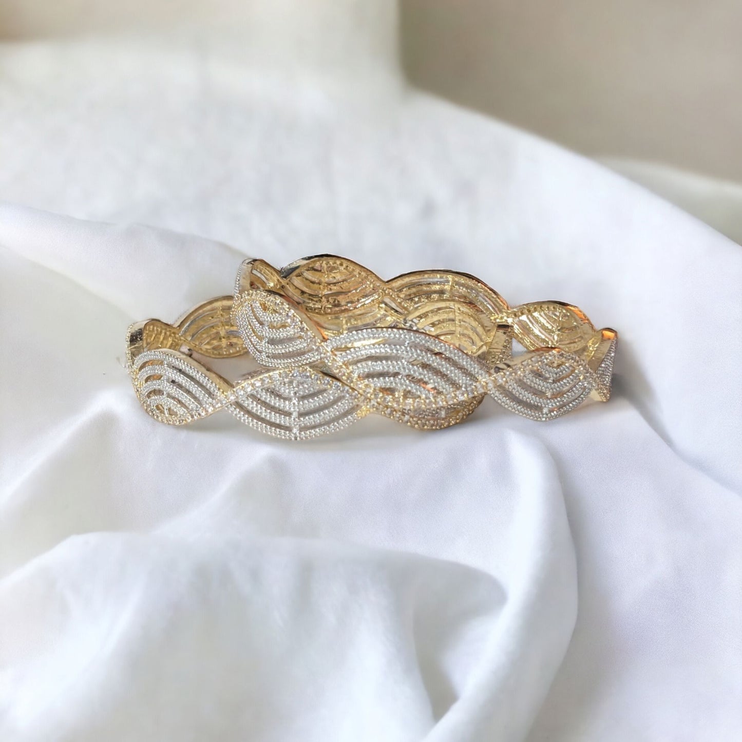 Gold Plated AD Kada Bangles Pair