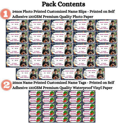 Kids Photo Name Slips & Tags | Pack of 49 | 24 Name Slips & 25 Tags