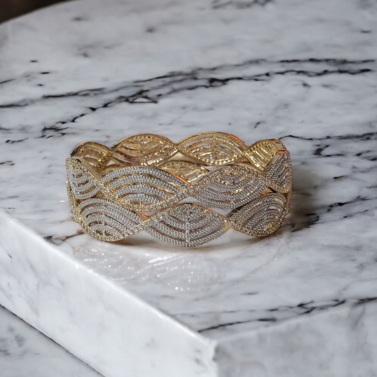 Gold Plated AD Kada Bangles Pair