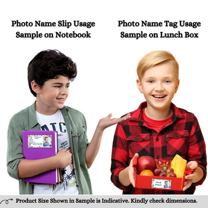 Kids Photo Name Slips & Tags | Pack of 63 | 36 Name Slips & 27 Tags