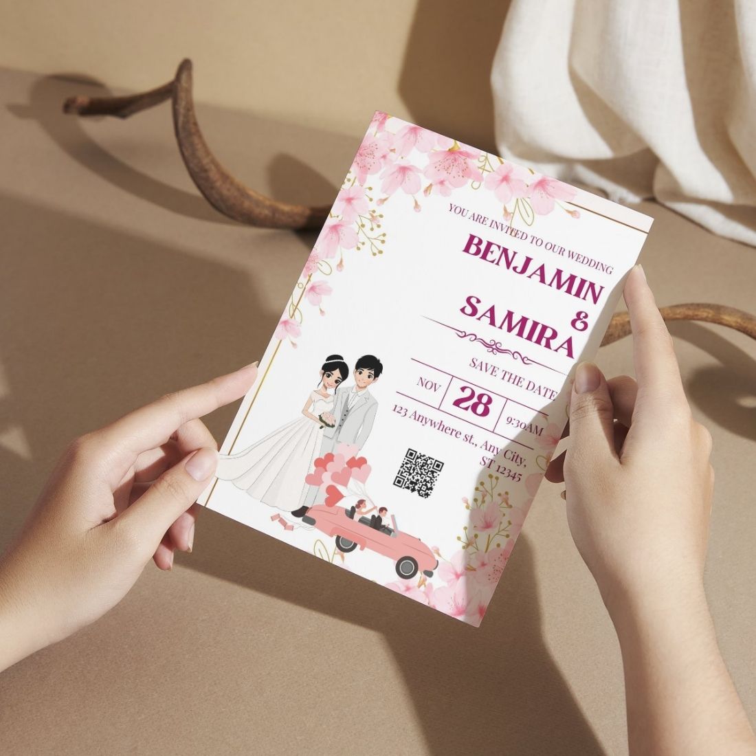 Wedding Invitation Cards with Envelopes | Customised Pack of 12 | One side Printed