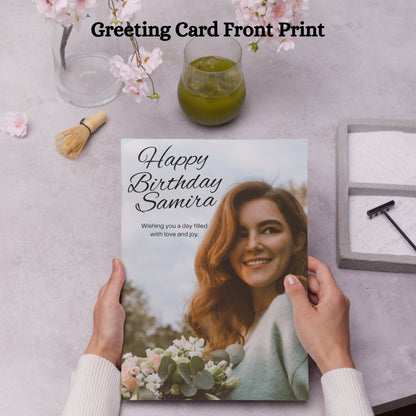 Photo Birthday Greeting Card with Inside Custom Text