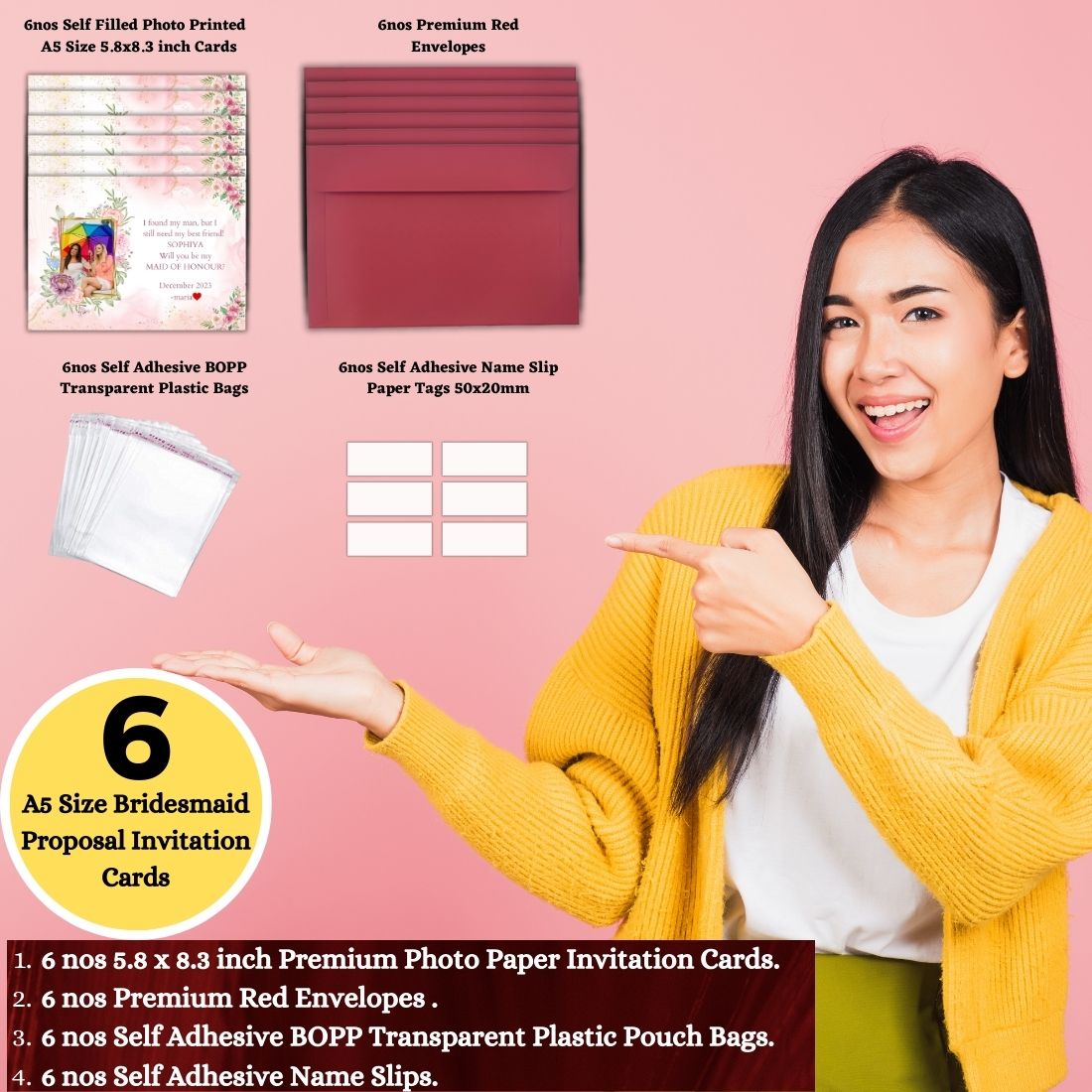 Custom Bridesmaid Proposal Invitation Cards 5.8x8.3inch with Photo | Wedding Invite