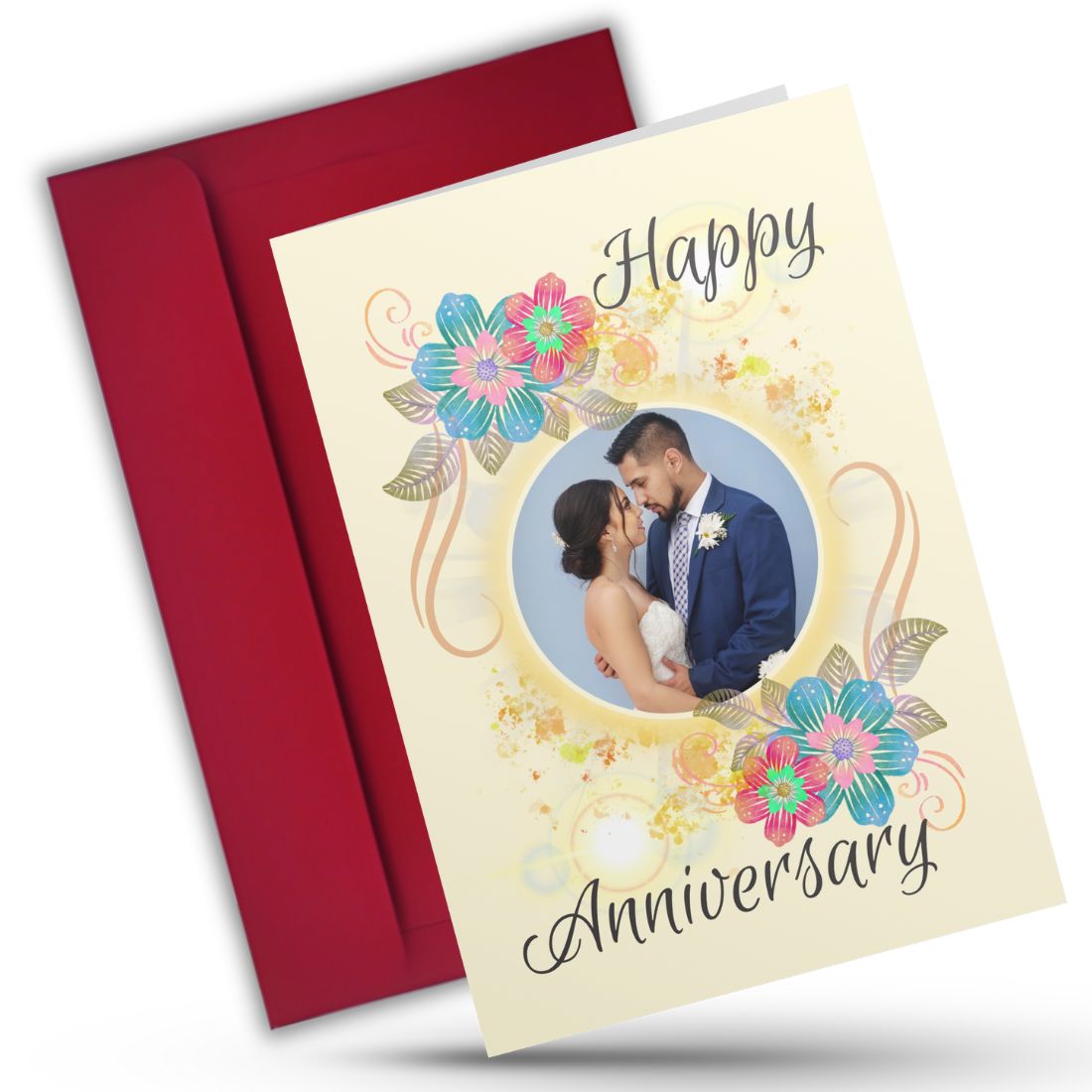 Customised Wedding Anniversary Greeting Card with Photos | Preprinted Inside Message