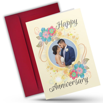 Customised Wedding Anniversary Greeting Card with Photos | Preprinted Inside Message