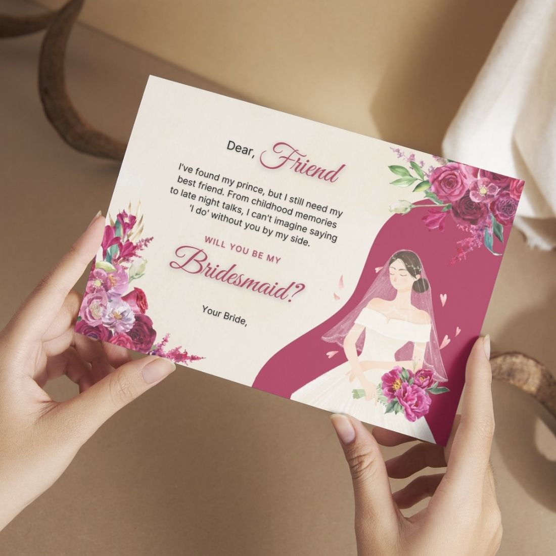 Bridesmaid Proposal Invitation Cards 5.8x8.3inch | Wedding Invite