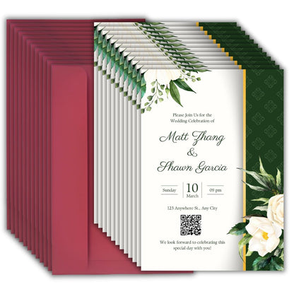 Wedding Invitation Cards with Envelopes | Customised Pack of 12 | One side Printed