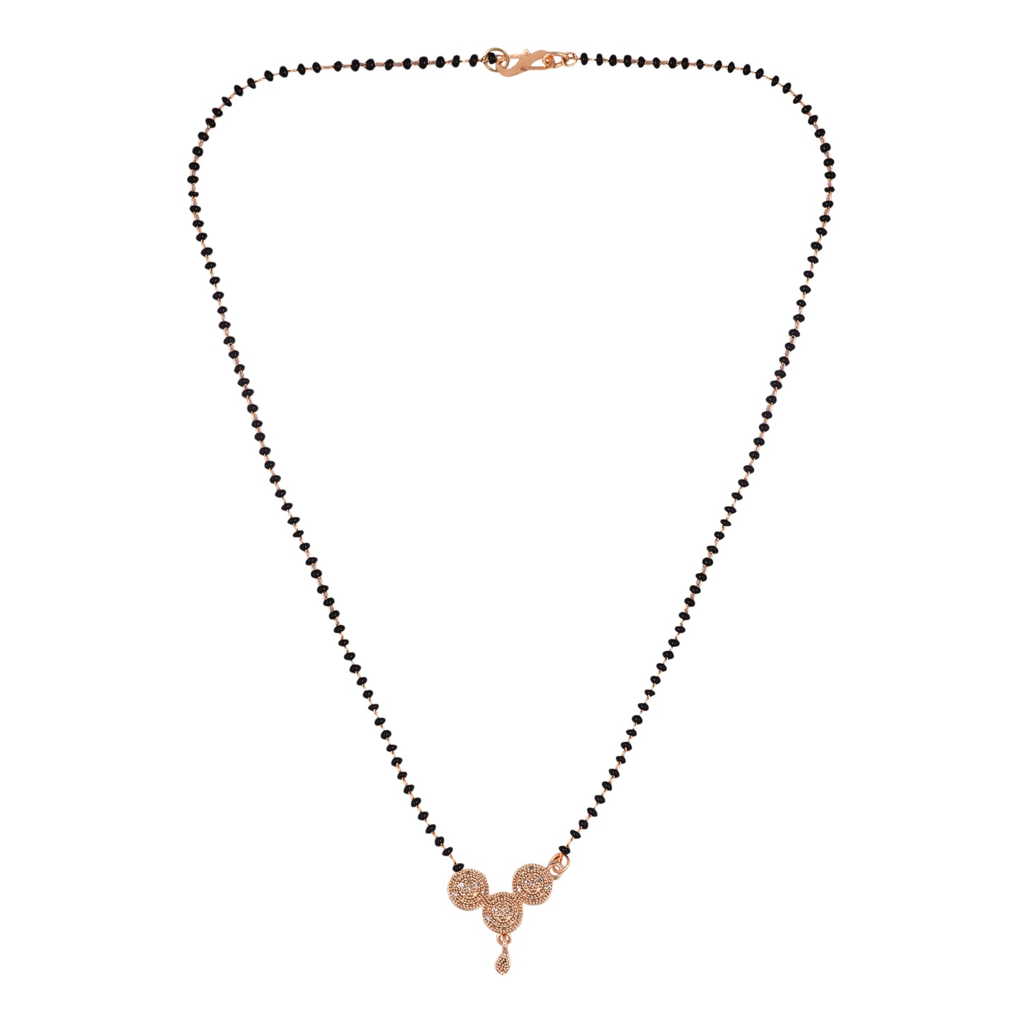 Gold Plated AD Mangalsutra with Black Beads