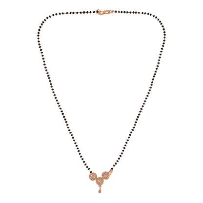 Gold Plated AD Mangalsutra with Black Beads