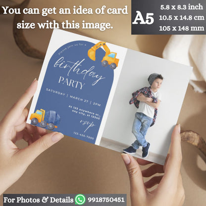 Custom Birthday Invitation Card for Kids with Envelopes | Pack of 12 | One side Printed