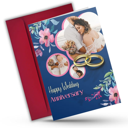 Customised Wedding Anniversary Greeting Card with Photos | Preprinted Inside Message
