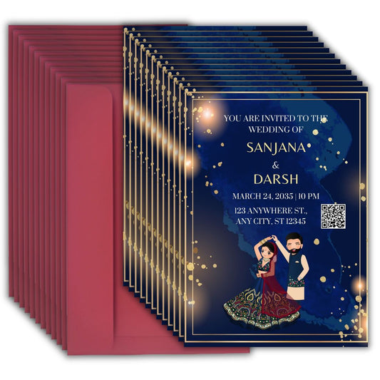 Wedding Invitation Cards with Envelopes | Customised Pack of 12 | One side Printed