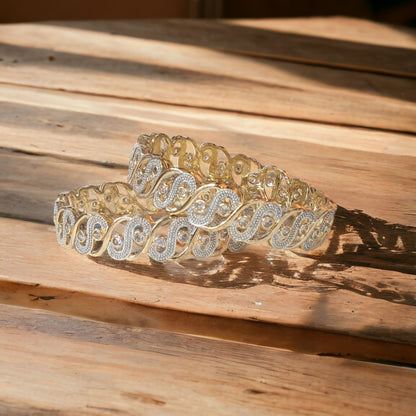 Gold Plated AD Kada Bangles Pair