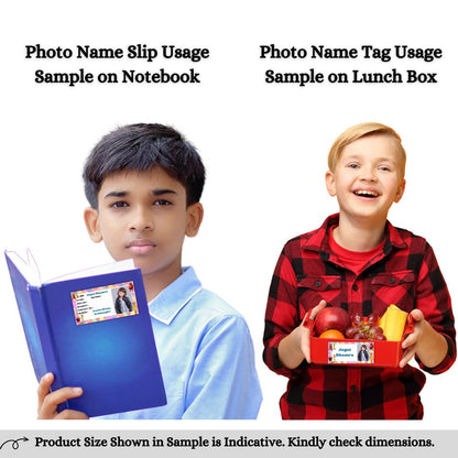 Kids Photo Name Slips & Tags | Pack of 63 | 36 Name Slips & 27 Tags