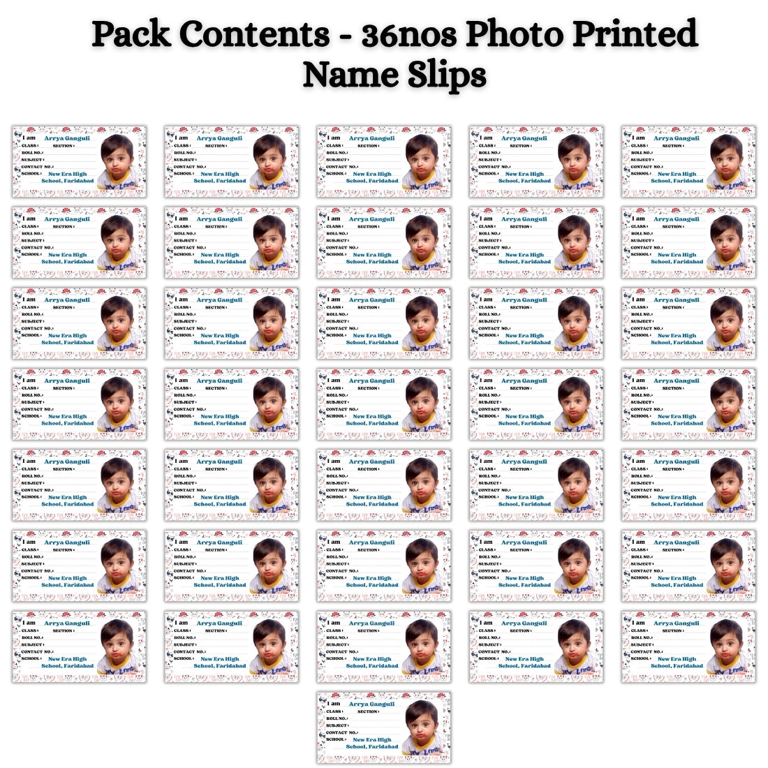 Kids Photo Name Slips Pack of 36