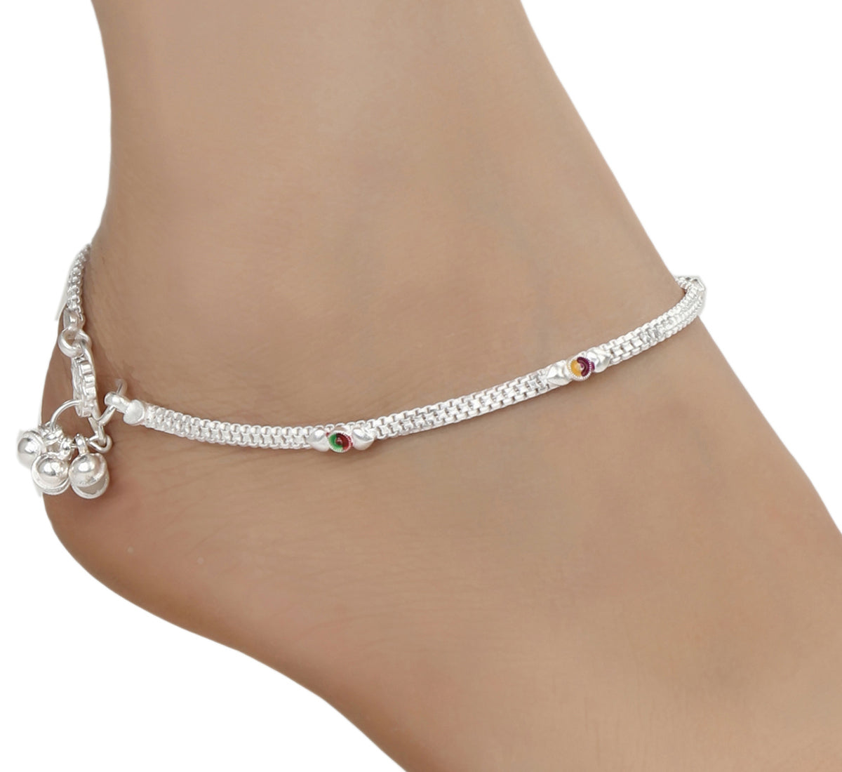 Silver Plated Anklets & 22 inch Gold Plated Chain