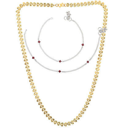 Silver Plated Anklets & 22 inch Gold Plated Chain