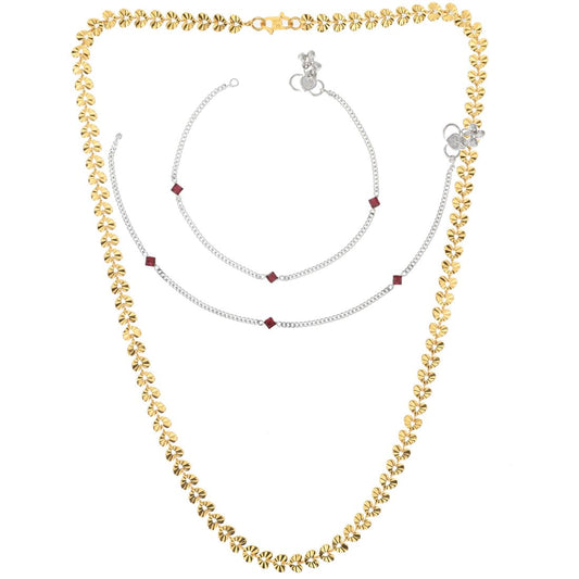 Silver Plated Anklets & 22 inch Gold Plated Chain