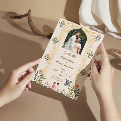 Wedding Invitation Card with Couple Photo | Customised Pack of 12 | One side Printed | Envelopes Included