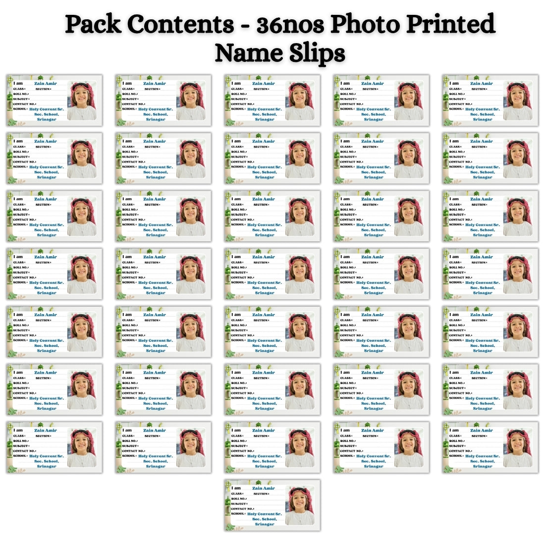 Kids Photo Name Slips Pack of 36