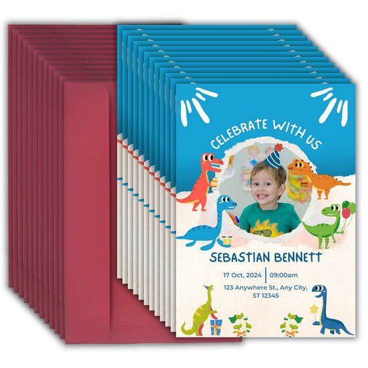 Custom Birthday Invitation Card for Kids with Envelopes | Pack of 12 | One side Printed
