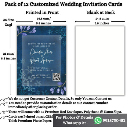 Wedding Invitation Cards with Envelopes | Customised Pack of 12 | One side Printed