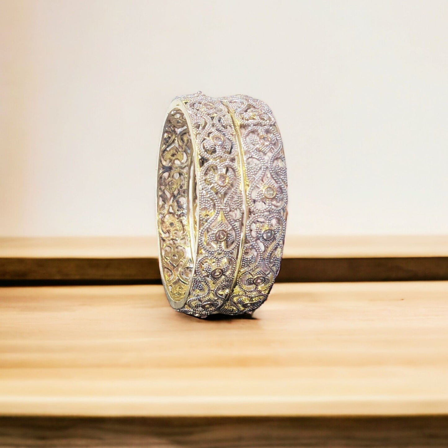 Gold Plated AD Kada Bangles Pair