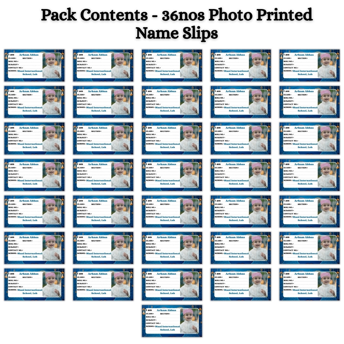 Kids Photo Name Slips Pack of 36