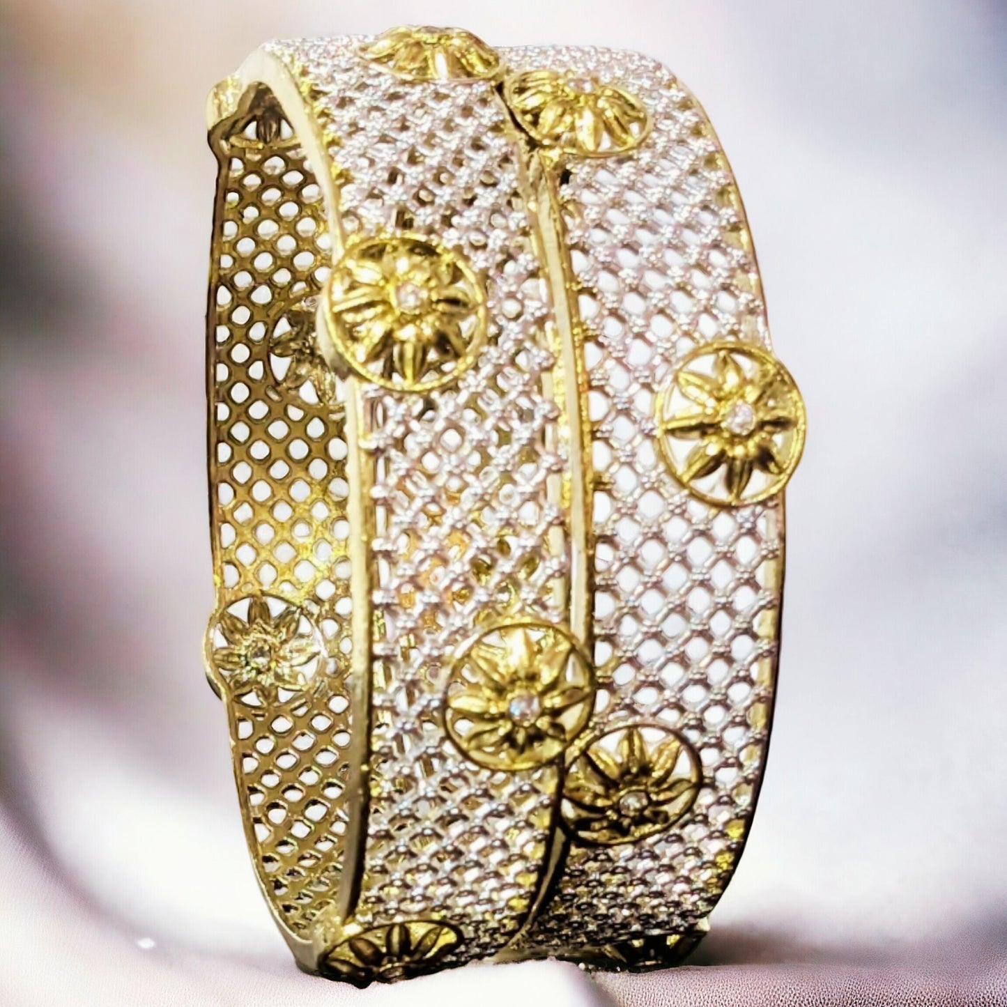Gold Plated AD Kada Bangles Pair