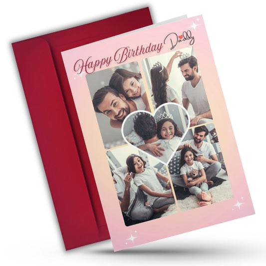 Customised Birthday Greeting Card with Photos for Father | Preprinted Inside Message