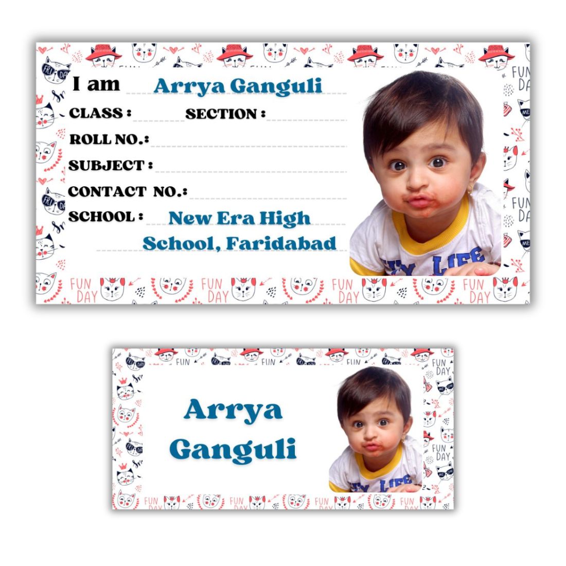 Kids Photo Name Slips & Tags | Pack of 63 | 36 Name Slips & 27 Tags