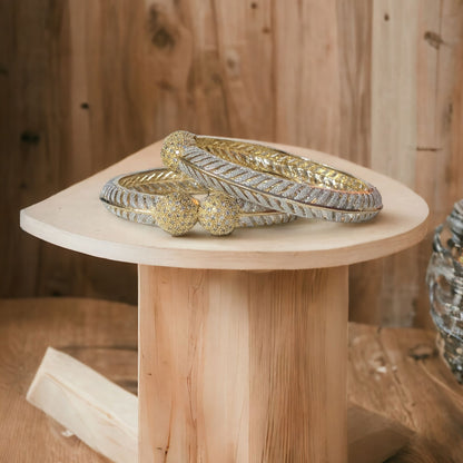 Gold Plated AD Kada Bangles Pair