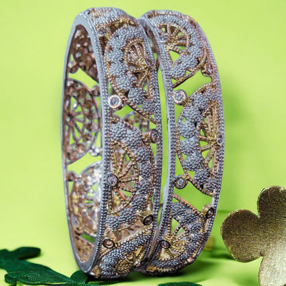 Gold Plated AD Kada Bangles Pair