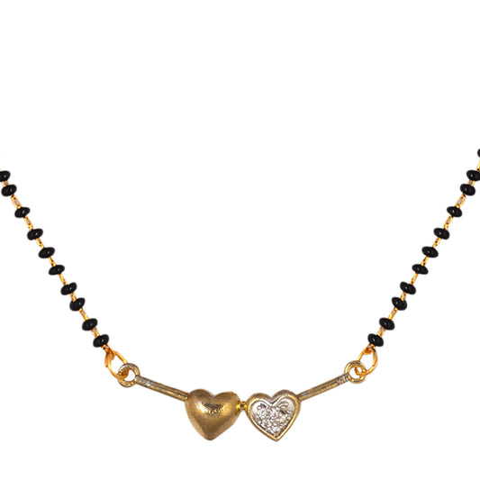 Gold Plated AD Mangalsutra with Black Beads