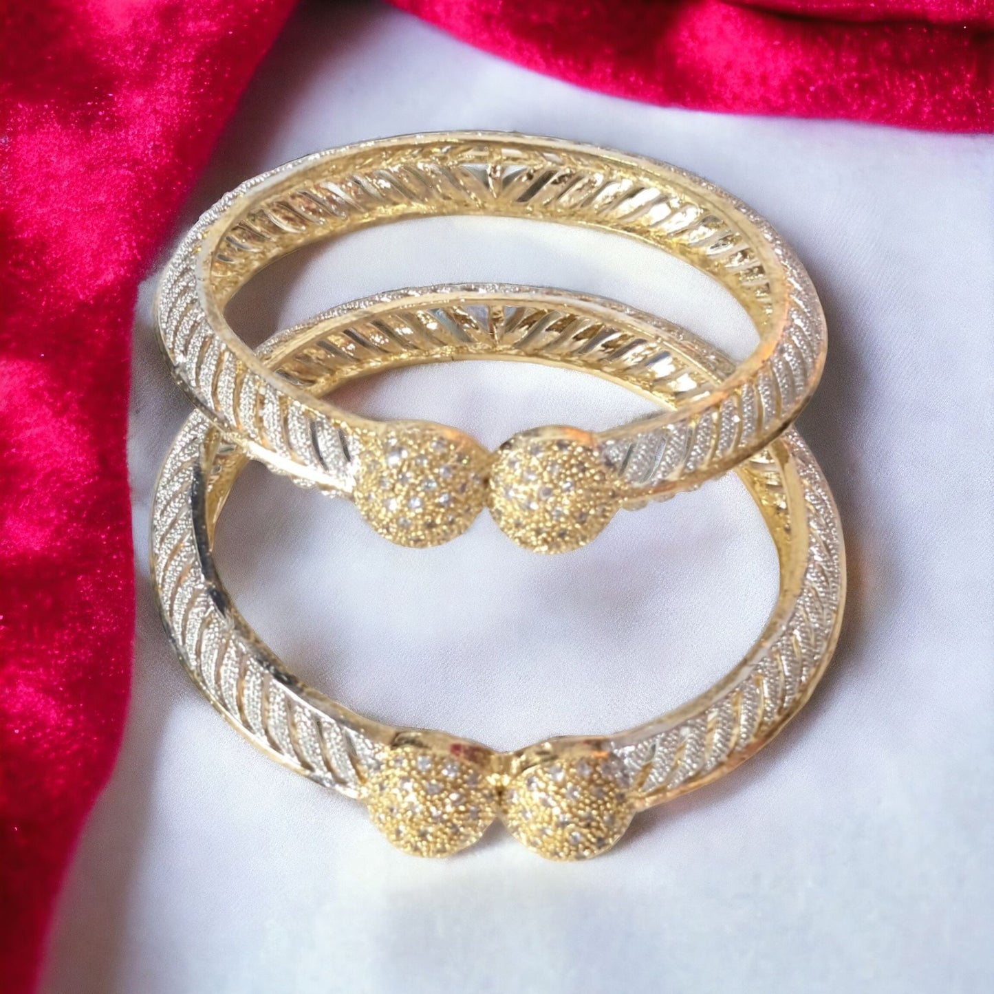 Gold Plated AD Kada Bangles Pair