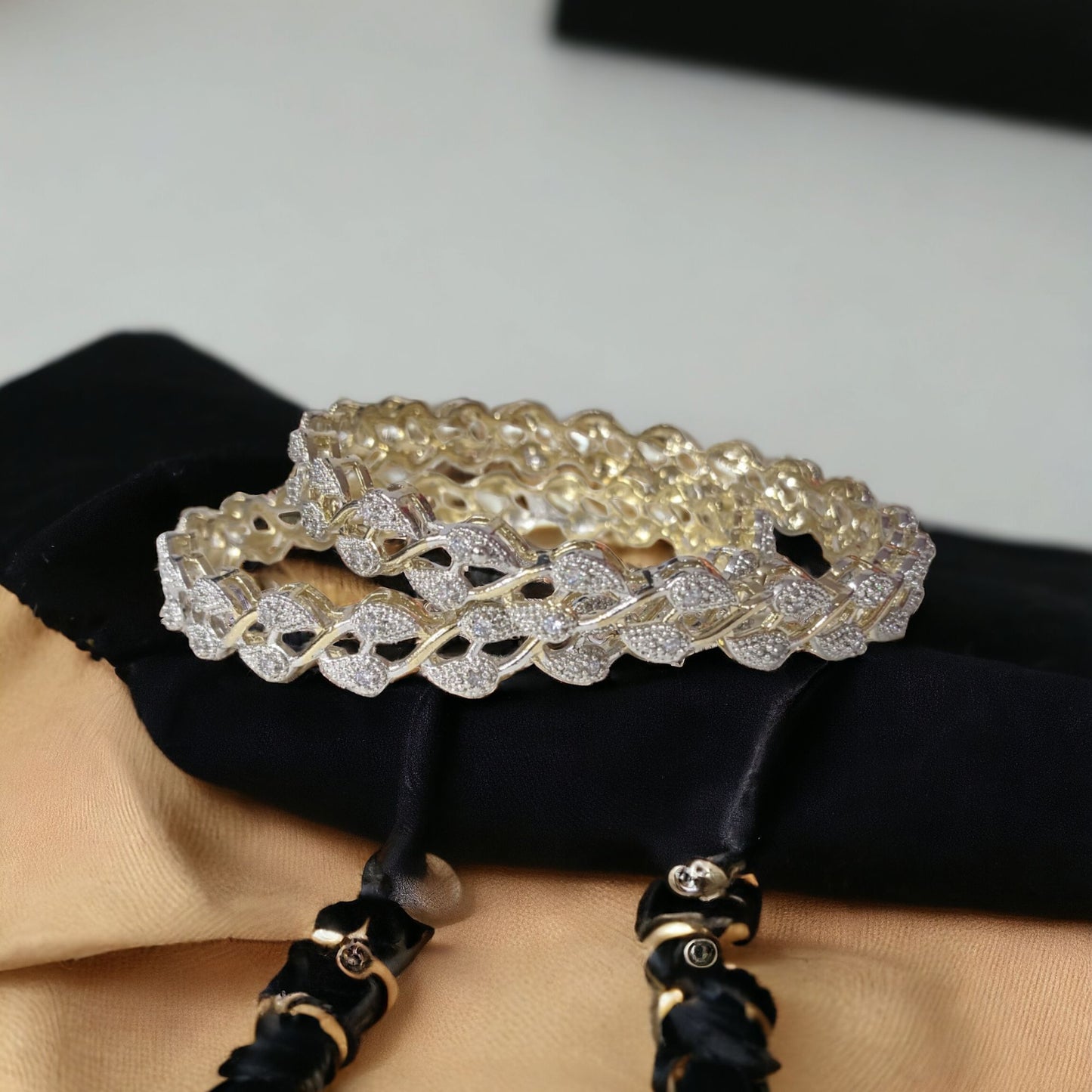 Gold Plated AD Kada Bangles Pair