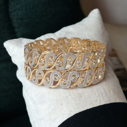 Gold Plated AD Kada Bangles Pair